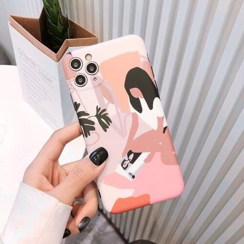 Cold Wind Art Student Portrait Oil Painting Phone Case For iPhone 12 11 Pro XS Max X XR SE 7 8 Plus IMD Soft Black Cover Coque