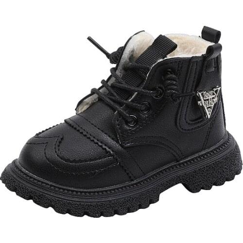 Childrens 2021 Martin boots, thick cotton and velour shoes, waterproof short boots for baby boys girls, new winter collection