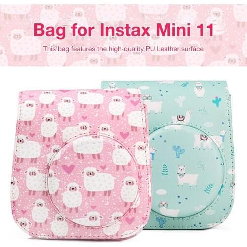 For Fujifilm Instax Mini 11 Instant Film Camera PU Leather Snap Closure Bag Case Cover Shell With Shoulder Strap For Instax Mini