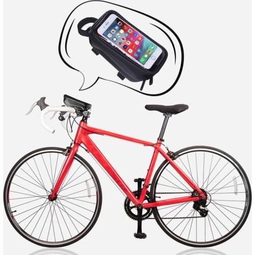 Motorcycle Phone Front Frame Bag - Waterproof Bicycle Top Tube Cycling Phone Mount with Touch Screen Large Capacity Phone Case
