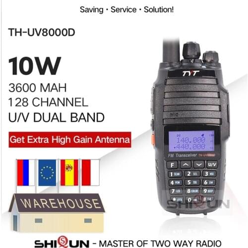 TYT TH-UV8000D Walkie Talkie 10 KM Dual Band VHF UHF 10W Radio Comunicador 10 km 3600mAh Cross-band Repeater Function tyt radio