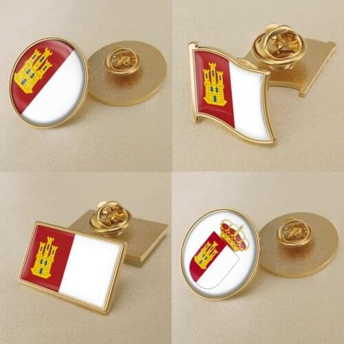 Coat of Arms of Castilla/Castile La Mancha Autonomous Community of Spain Flag Lapel Pins/Broochs/Badges