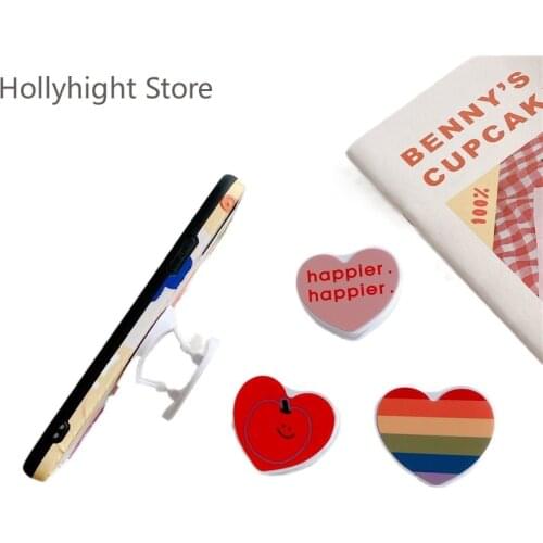 Ins Cute Cartoon Love Support New Folding Lazy Ring Mobile Phone Universal Anti-fall Support Couples Expanding Stand and Grip