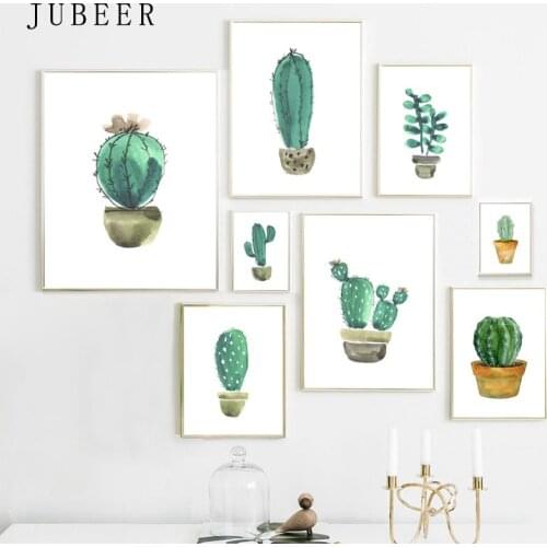 Cactus Posters and Prints Green Potted Plant Wall Art Paitning for Living Room Decoration Pictures Room Decor Painting for Wall