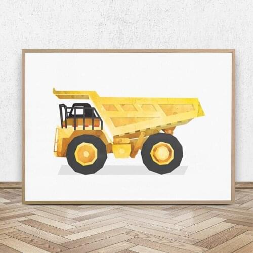 Canvas Painting Prints Home Decor Wall Art Dump Truck Construction Modular Modern Pictures Watercolor Nordi Poster Children Room