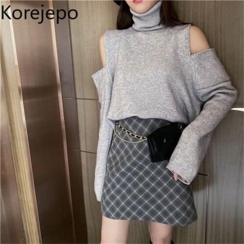 Женские пуловеры с открытыми плечами Korejepo China At AliExpress