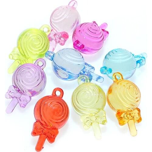 5PCS 42x23mm Acrylic Bead Imitation Crystal Lollipop Birthday Gift Party Home Decor Miniatures Ornament DIY Jewelry Accessories