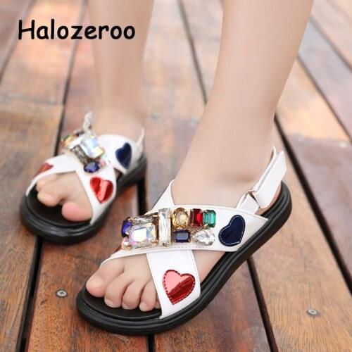 Summer Kids Princess Sandals Baby Girls Beach Sandalias Children Rhinestone Brand Shoes Patent Leather Dress Shoes Fashion 2021