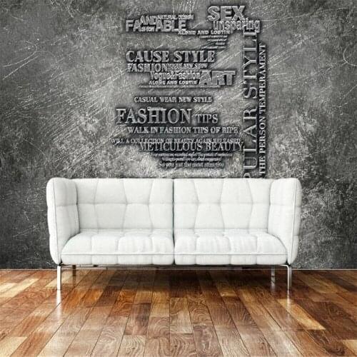 Milofi custom large 3d wallpaper mural retro cement wall metal English bar background wall decoration painting mural