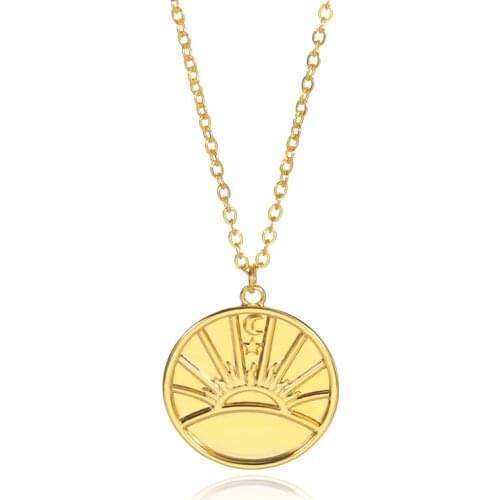 Minimalism Sun Necklaces For Women Boho Jewelry Stainless Steel Gold Color Coin Necklaces Pendants Collier Femme BFF Gifts 2021