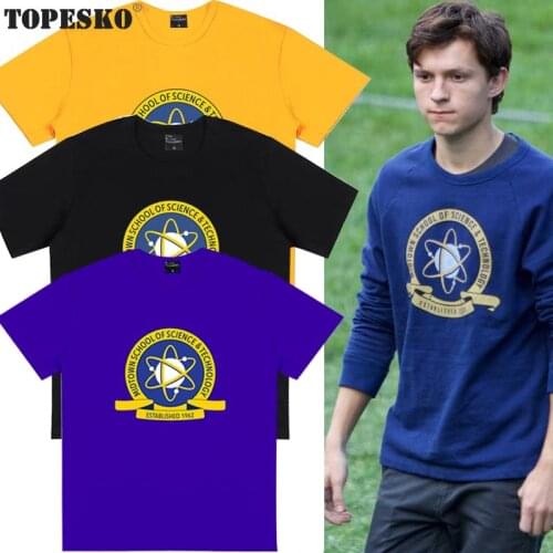 TOPESKO T-Shirts Tom Holland Tees Science & Technology School Print Men Women Short Sleeve T-Shirts Casual Tees