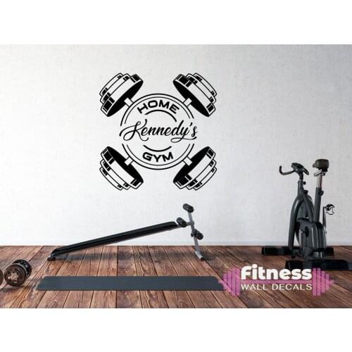 Gym fitness exercise wall stickers customizable name fitness dumbbell decals gym home bedroom living room decoration D3