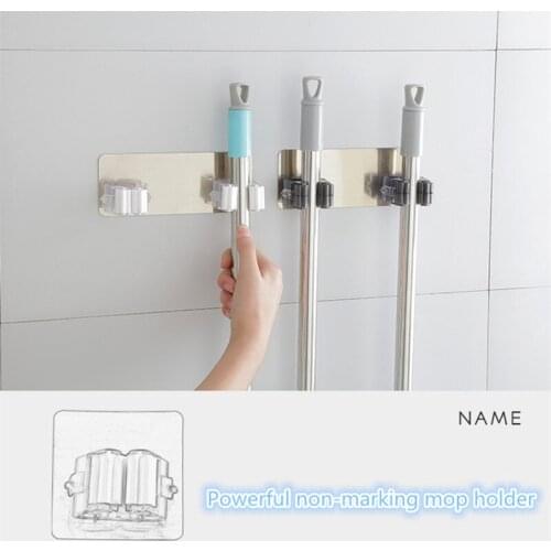 2-4pcs Hooks Wall Mounted Mop Organizer Holder Adhesive Multi-Purpose RackBrush Broom Hanger Kitchen Bathroom Strong