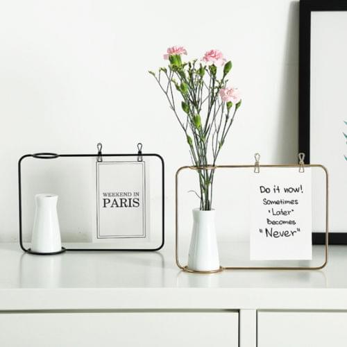 New Modern 1Pcs Creative Iron Photo Frame Line Flower Pot Plant Vase Stand Postcard Clip Holder Home Decor