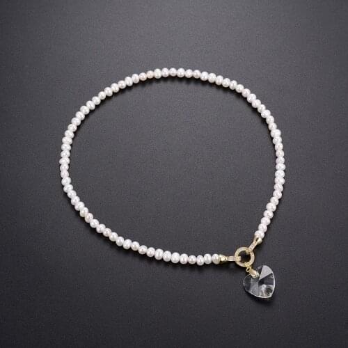 Dorado Bohemia Natural Freshwater Pearl Pendant Necklace For Women Gold Color Chunky Chain Love Shape Bijoux Engagement Jewelry