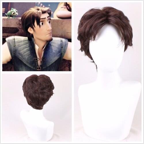 Movie Tangled Cosplay Wig Rapunzel Flynn Rider Men Short Curly Synthetic Hair for Adult Halloween Men Cosplay Costumes Coat