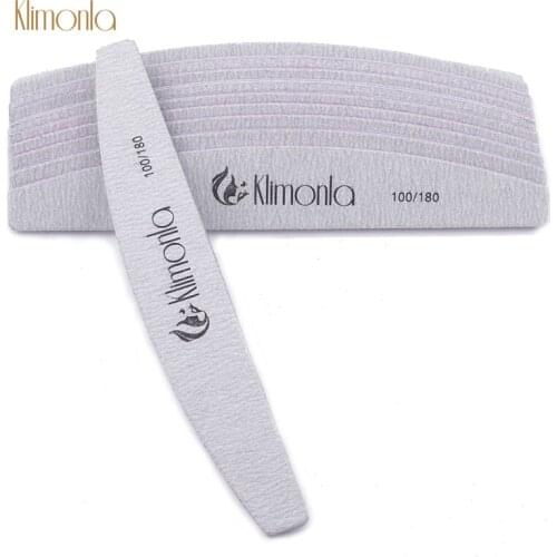 25 Pcs/Lot Klimonla Purple Professional Nail File 100/180 Grit Sanding Buffer Block Nail Art Tools Half Moon Gray Files Supplier