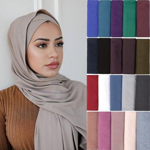 Pleated Muslim Hijab Scarf Crinkle Plain Head Turban Islamic Arabic Headwrap Headscarf for Veiled Women Long Scarves for Ladies