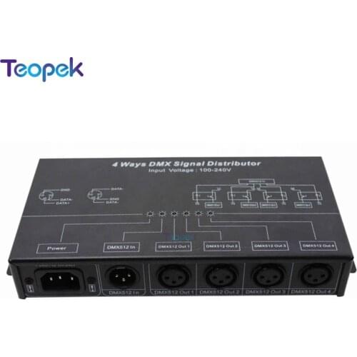 DMX124 Signal Distributor DMX512 amplifier Splitter DMX Signal Repeater 4 Ways 4 Output Ports AC100V-240V input