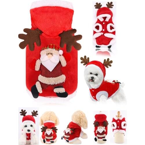 Christmas Dog Hoodie Winter Pet Clothes For Small Dogs Chihuahua Pug Sweater Jacket Clothing Costume Cat Clothing Pets Outfits