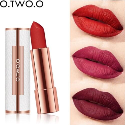 O.TWO.O Silk Matte Lip Stick 12colors Velet Makeup Products Waterproof Lipstick Nude Brown Red Lipgloss Comestics Beauty Tool