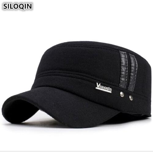 SILOQIN New Winter Mens Hats Warm Army Military Hat With Ears Adjustable Size Middle-aged Men Earmuffs Cap Sombrero De Hombre