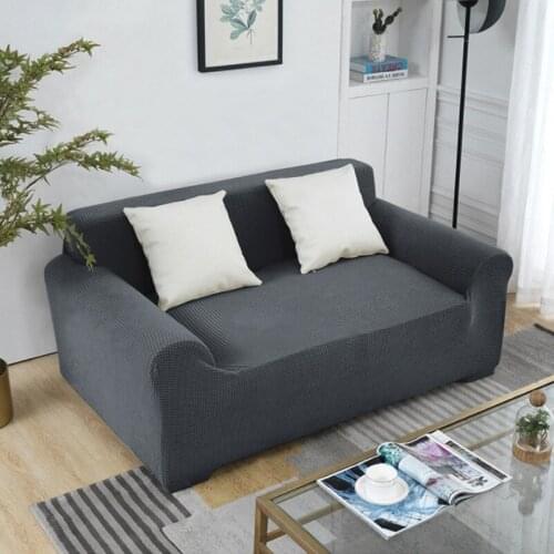 Nordic solid color corn kernel stretch sofa cover 3/4 seat combination dustproof non-slip sofa cushion removable and washable