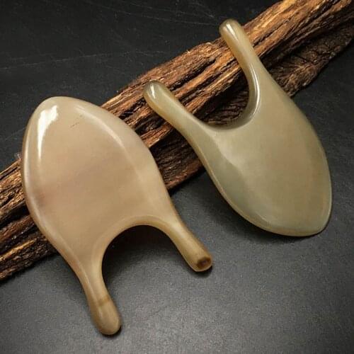 U Shape Natural Horn Eye Nose Gua Sha Scraper Acupuncture Stick Trigger Point Remove Wrinkles SPA Therapy Beauty Massage Tool