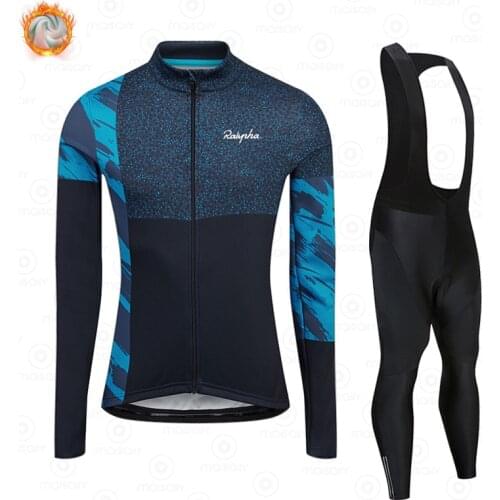 Ralvpha 2020 Pro Bike Cycling Jersey Winter Thermal Fleece Long Sleeve Set Ropa Ciclismo Bicycle Triathlon Retro Cycling Set