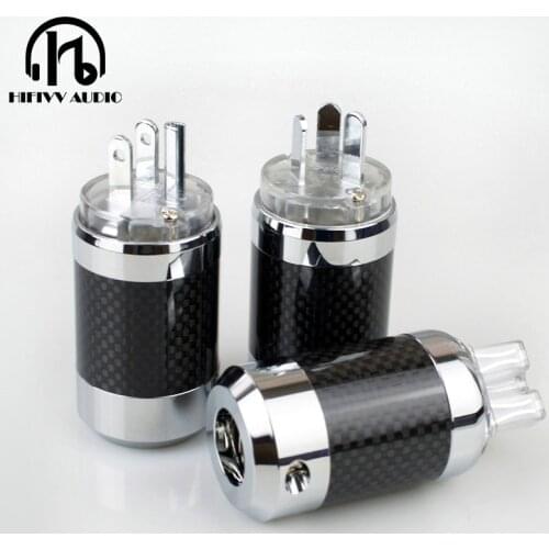 HI end AC power cable plug for Carbon Fiber Rhodium Plated Power Plug IEC Female Power Plug Connector of power line