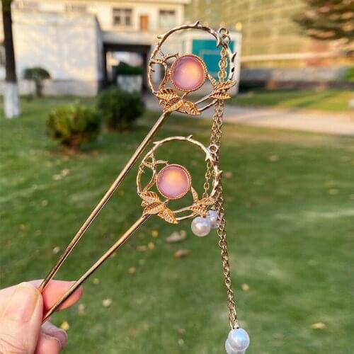 Womens Retro Flower Hairpin Girls Hair Stick National Long Tassel Jewelry Handmade Hair Stick Jewelry Womens Accessories