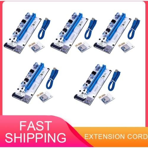 1/3/5 Pcs USB 3.0 PCI-E Express 1x To 16x Extender Riser Card Adapter SATA Power Cable Graphic Convertor Computer Accessories