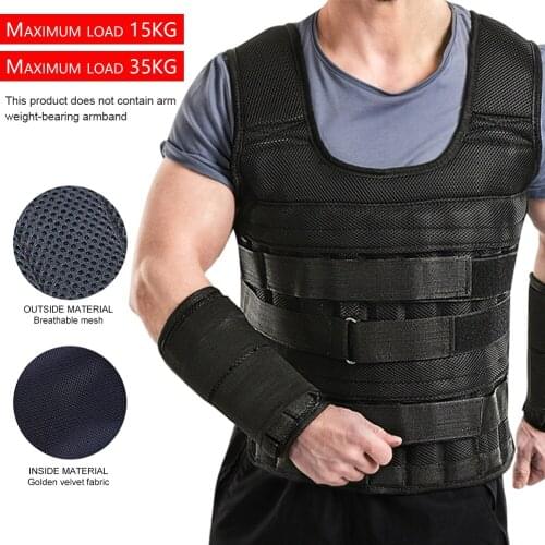 15/35kg Loading Weight Vest Breathable Shockproof Adjustable Weighted Vest(Inner Empty) for Boxing Training Workout Fitness