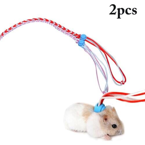 2 Pcs Pet Hamster Harness Vest Leash Flexible Adjustable Non-Slip Hamsters Squirrel Rats Mouse Guinea Pig Traction Rope Supplies