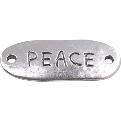 20PCS Antiqued Silver Color PEACE Word Connector Links 33x13mm A5375