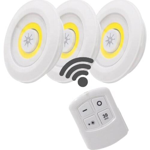 3W COB LED Under Cabinet Light Indoor Remote Dimmable Battery Book Table Night Lamp for Corridor Stair Kitchen Lighting