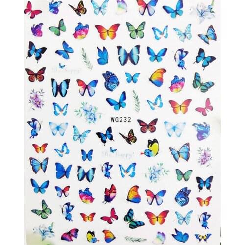 3D Nail stickers Watercolor Blue Butterfly Sliders for Nails Decoraciones Foil Design Self Adhesive All for Manicure Accessories