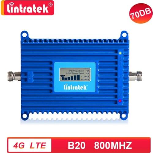 4G 800 MHZ B20 Mobile Signal Amplifier Network Cellular Booster LTE 800mhz Phone Repeater Lintratek 70dB AGC France No Antenna