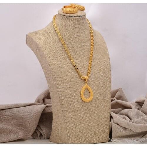 African jewelry set nigerian wedding For Women Heart Bridal African Gold Color Jewelry Set Dubai Necklace Earrings Bride Gift