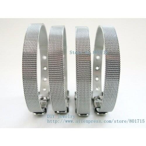 8mm Wide 21cm Length stainless steel Wristband Bracelet as gift fit slide charms letters
