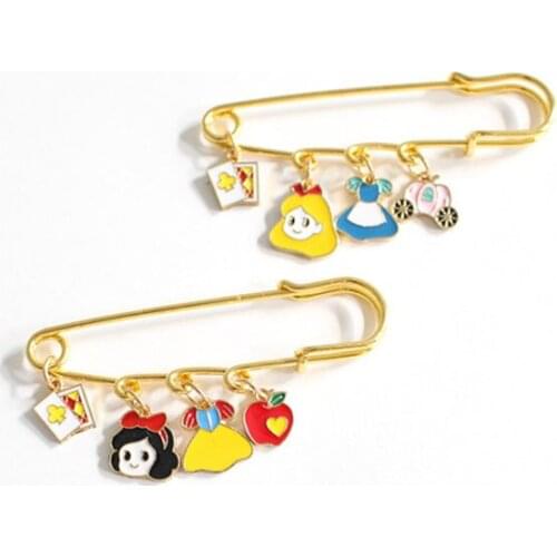 Disney Pendant Snow White Cinderella Pin Brooch Cartoon Cute Jewelry Brooches For Women Kids Gift