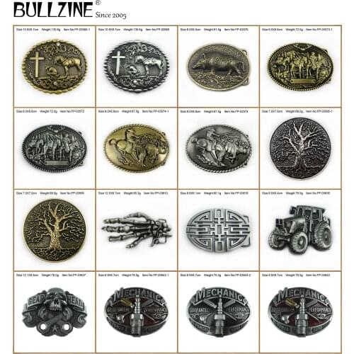 Bullzine wholesale zinc alloy western horse WILD BOAR skull parlm LOVE TREE belt buckle western rodeo MECHANIC TRUCK belt buckle