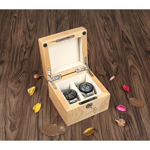 YA 2 Slots Wood Watch Box With Lock Red Mens Watch Storage Case Fashion Women Watch Gift Display Case For Luxury Watch W028