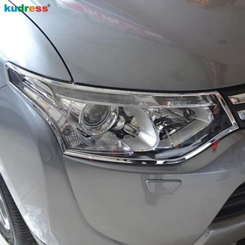 For Mitsubishi Outlander 2013 2014 ABS Chrome Car Head Light Cover Trim Headlight Lamp Frame Sticker Trims Styling Accessories