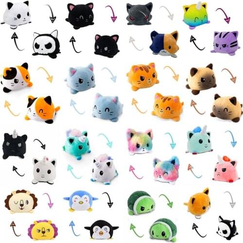 Cute Cat Plush Toy Cartoon Reversible Double-sided Flip Cat Flip Turtle Soft Flip Colorful Unicorn Girl Doll Decoration