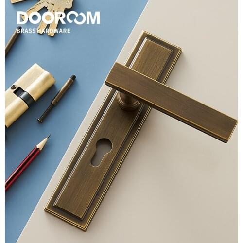 Dooroom Brass Door Lever Set Mute Italian American Interior Room Bedroom Bathroom Double Open Wood Door Lock Dummy Handle Pull