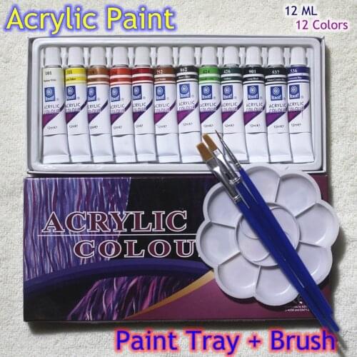 High Quality Acrylic Paints Tube Set Nail Art Painting Drawing Tool For The Artists 12ML 12 Colors Free For Brush And Paint Tray