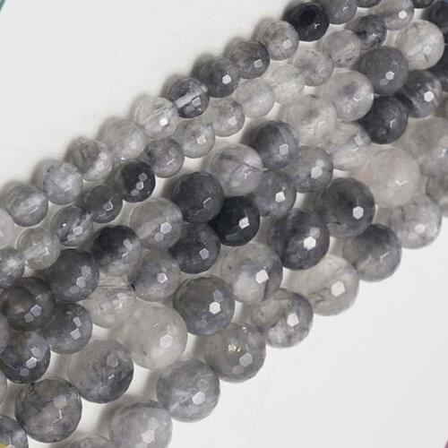 8-14mm Natural Round Faceted Cloudy Quartzs Beads For Jewelry Making beads Bracelets 15'' Needlework DIY Beads Trinket