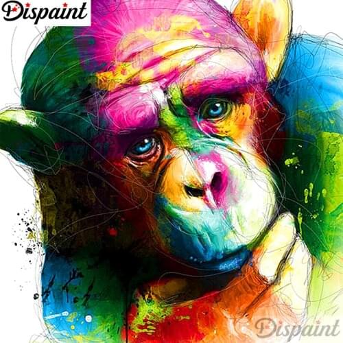 Dispaint Full Square/Round Drill 5D DIY Diamond Painting "Color monkey" Embroidery Cross Stitch 3D Home Decor A10883