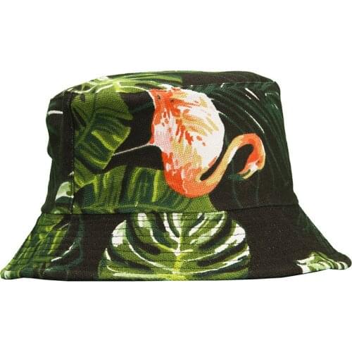 New Fashion Summer Coconut Tree Flower Printed Fisherman Caps Panama Bucket Hat Reversible Fishermans Hat Men Women